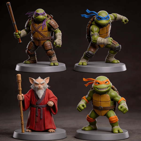 Personagens das Tartarugas Ninja no Kids Menu